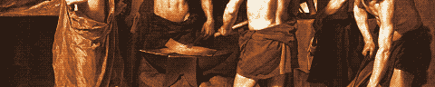Pixel-art translation of Diego Velázquez, The Forge of Vulcan (1630): Apollo brings news to Vulcan and his workers at the forge.