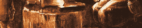 Pixel-art translation of Louis Le Nain, The Forge (La Forge) (about 1640 to 1642): a smith, his family and his workmen gather around the forge in a dim room.